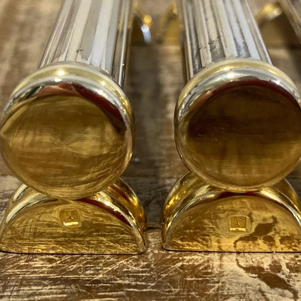 4 Knife Rests Chopstick Rests Signed SL Silver Plated and Gold Tone Vintage